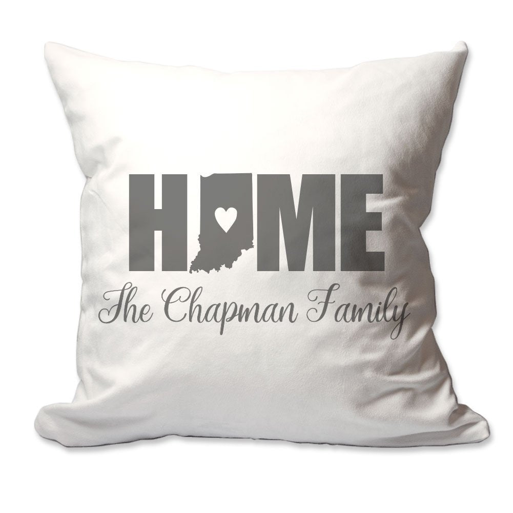 Personalized Indiana Home with Heart Throw Pillow  - Cover Only OR Cover with Insert