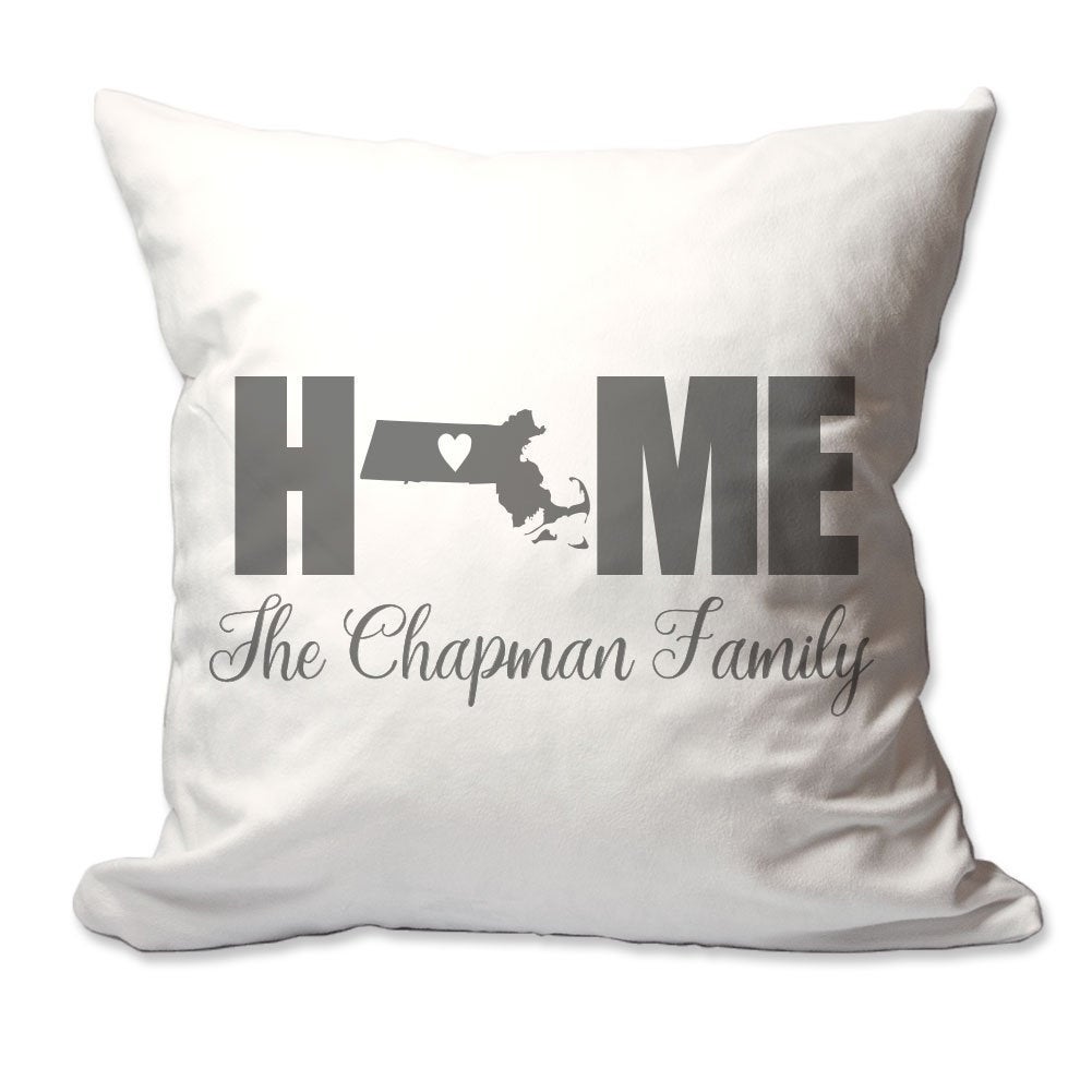 Personalized Massachusetts Home with Heart Throw Pillow  - Cover Only OR Cover with Insert