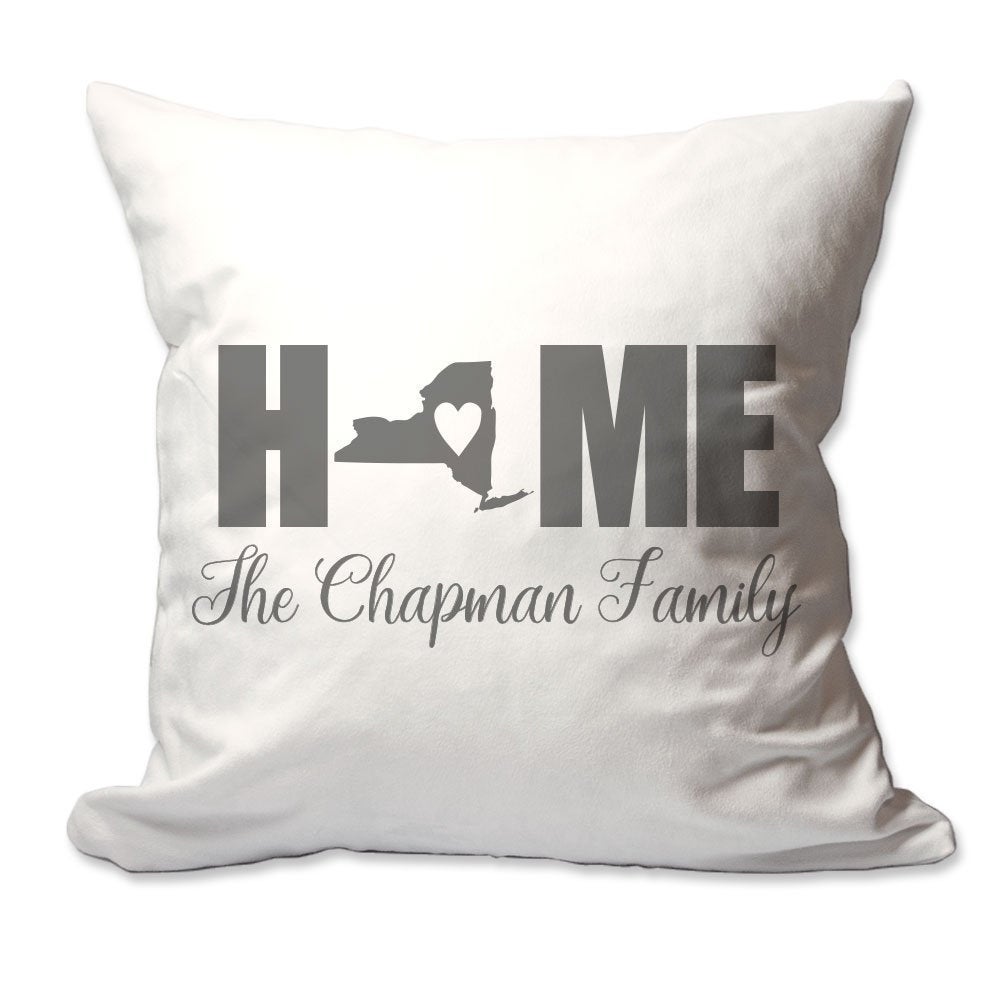 Personalized New York Home with Heart Throw Pillow  - Cover Only OR Cover with Insert