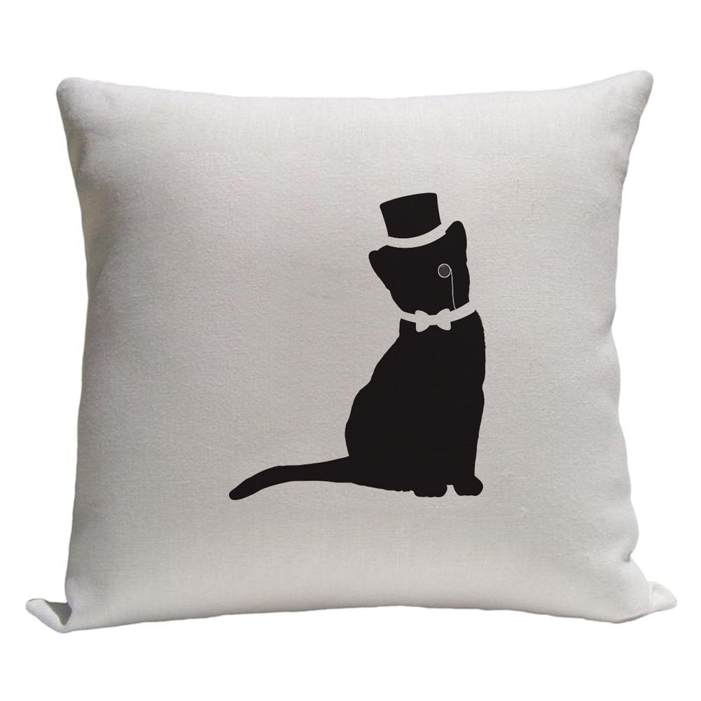 Fancy Cat Throw Pillow - Short Hair Cat  - Cover Only OR Cover with Insert