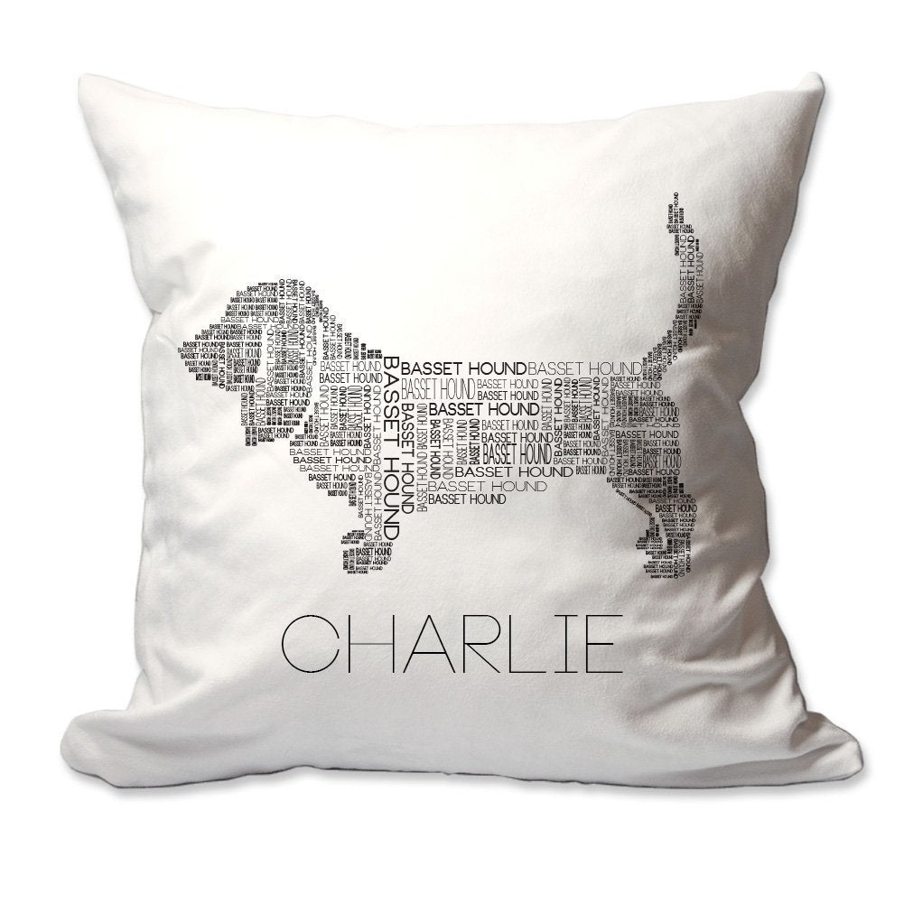 Personalized Basset Hound Word Silhouette Throw Pillow  - Cover Only OR Cover with Insert