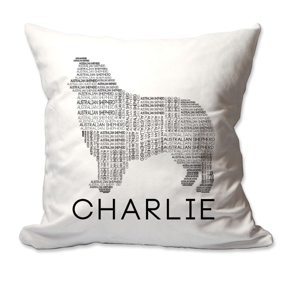 Personalized Australian Shepherd Dog Breed Word Silhouette Throw Pillow  - Cover Only OR Cover with Insert