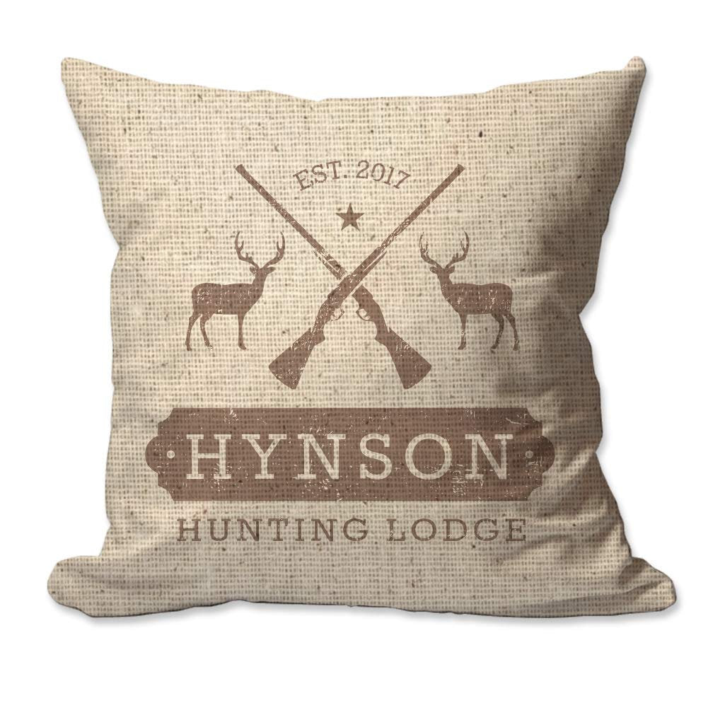 Personalized Hunting Lodge Textured Linen Throw Pillow  - Cover Only OR Cover with Insert