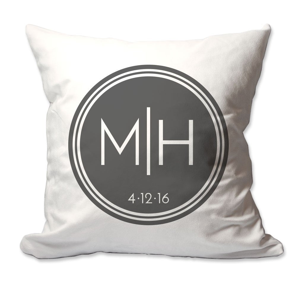 Couples Initials and Date in Circle Throw Pillow  - Cover Only OR Cover with Insert