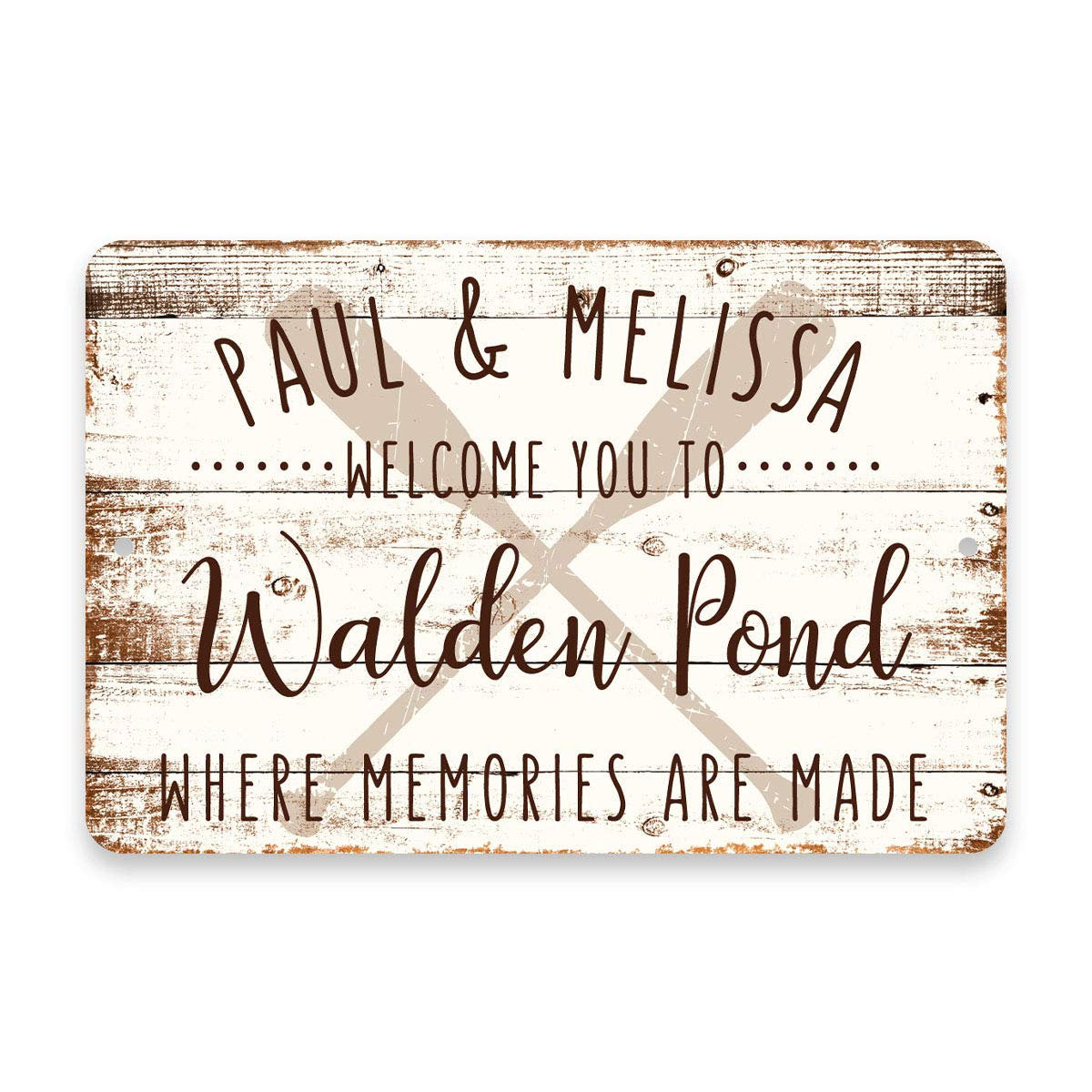 Personalized Welcome to Walden Pond Where Memories are Made Sign - 8 X 12 Metal Sign with Wood Look