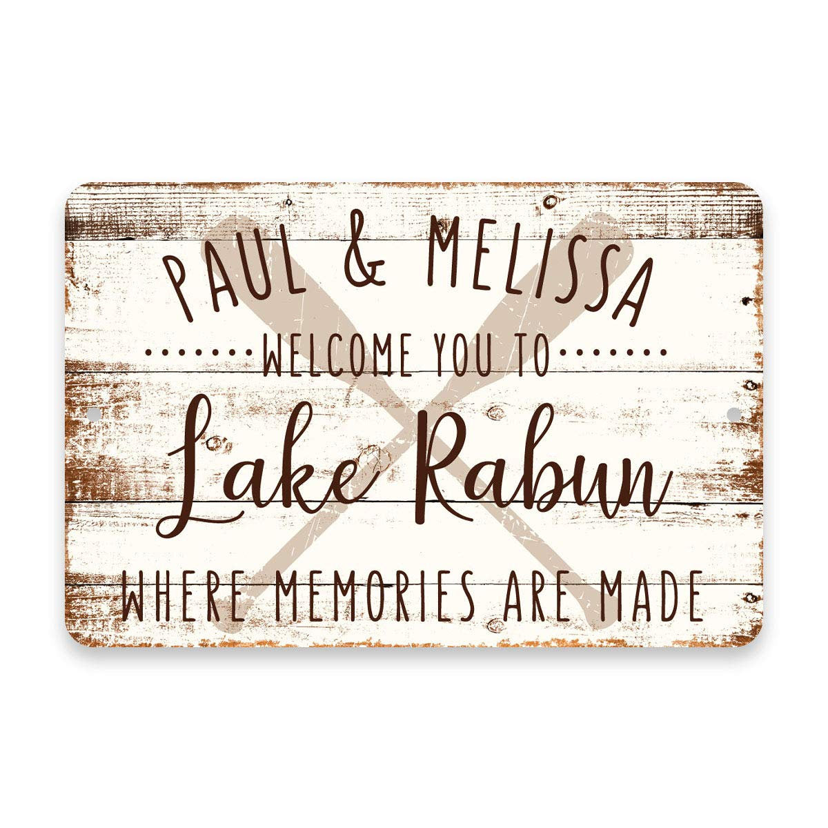 Personalized Welcome to Lake Rabun Where Memories are Made Sign - 8 X 12 Metal Sign with Wood Look