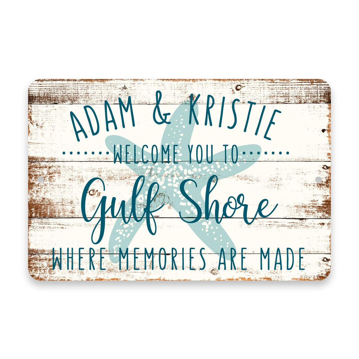 Personalized Welcome to Gulf Shores Where Memories are Made Sign - 8 X 12 Metal Sign with Wood Look