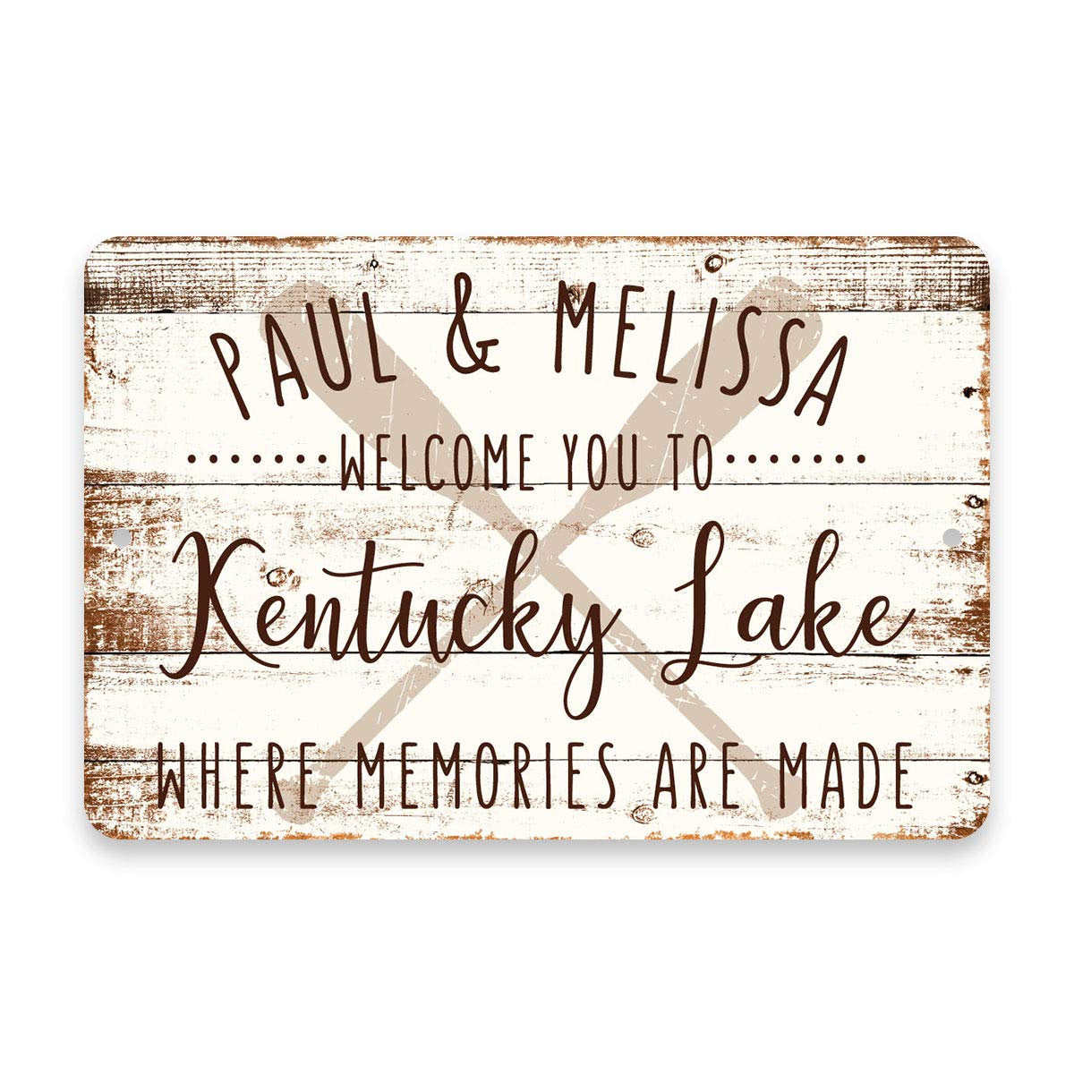 Personalized Welcome to Kentucky Lake Where Memories are Made Sign - 8 X 12 Metal Sign with Wood Look