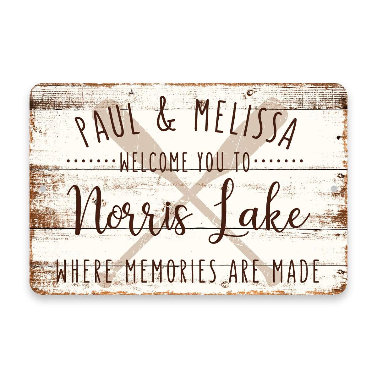 Personalized Welcome to Norris Lake Where Memories are Made Sign - 8 X 12 Metal Sign with Wood Look