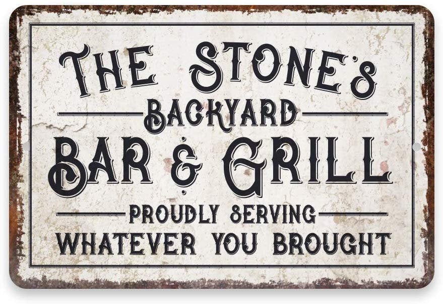 Personalized Vintage Distressed Look Bar & Grill Metal Sign 8 X 12