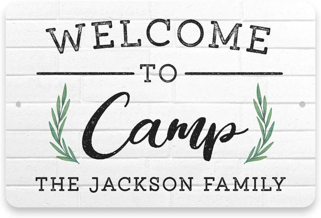 Personalized Welcome to Camp Metal Sign 8 X 12