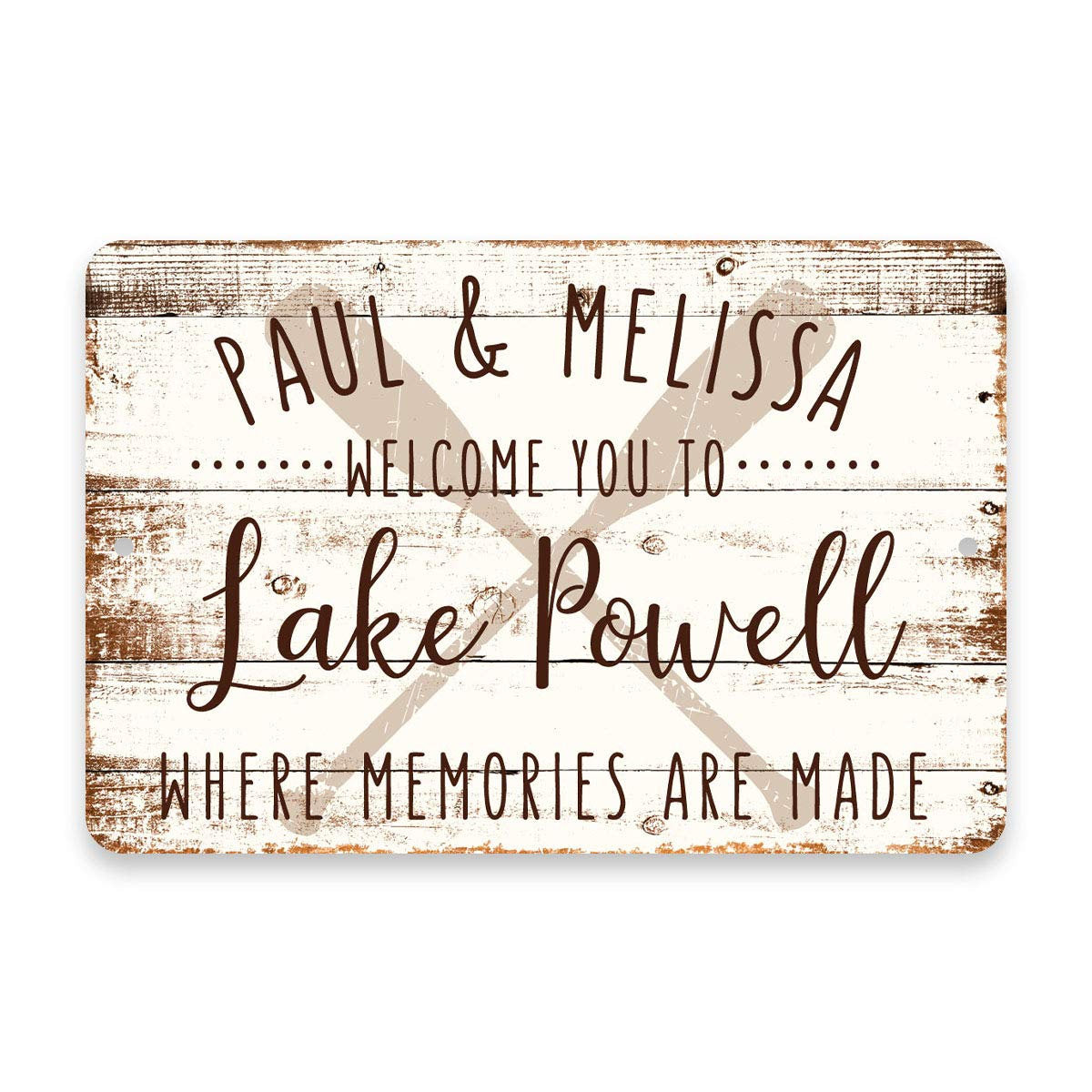 Personalized Welcome to Lake Powell Where Memories are Made Sign - 8 X 12 Metal Sign with Wood Look