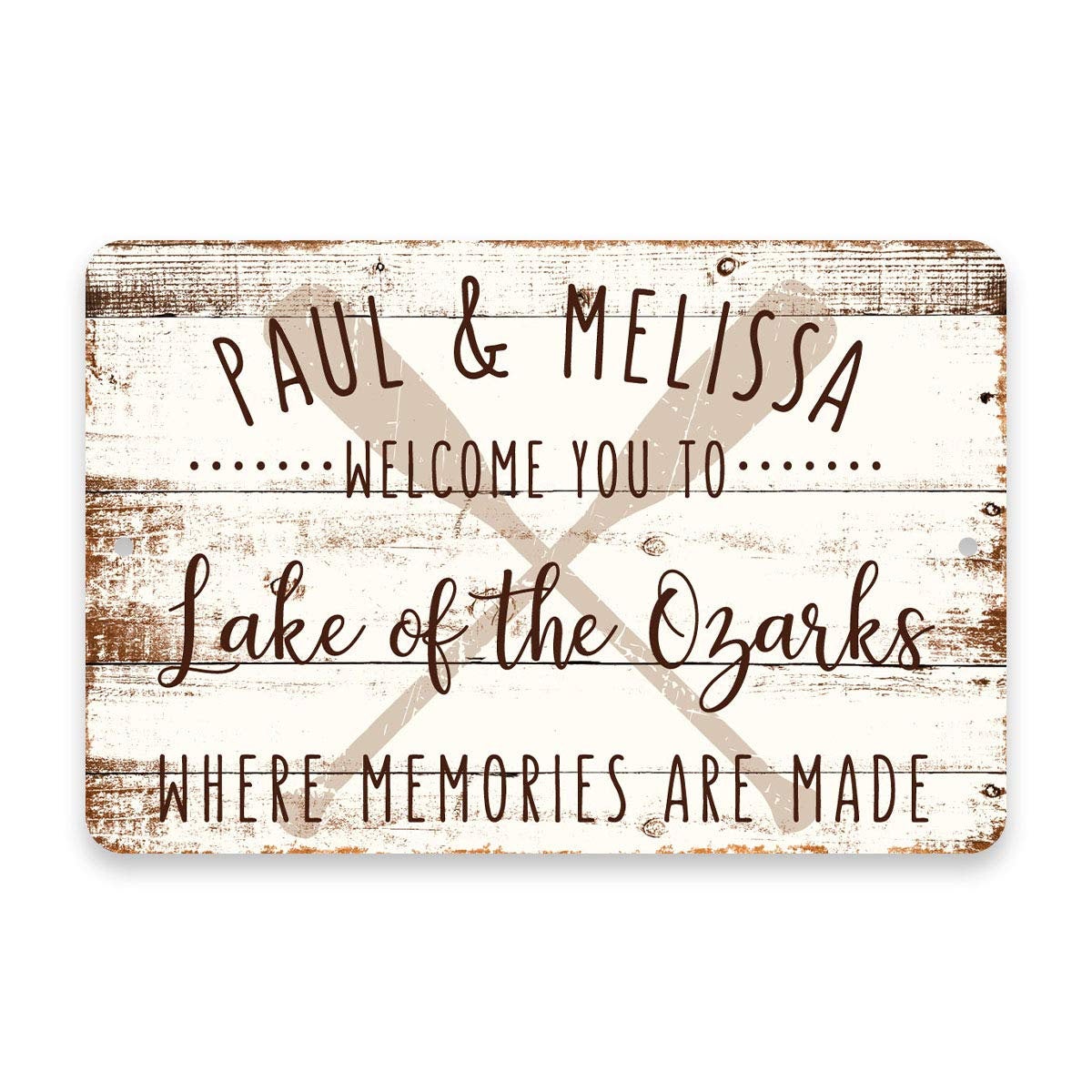 Personalized Welcome to Lake of The Ozarks Where Memories are Made Sign - 8 X 12 Metal Sign with Wood Look