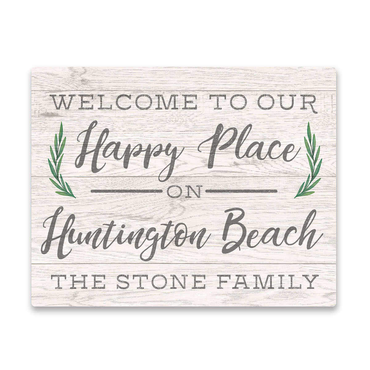 Personalized Welcome to Our Happy Place On Huntington Beach Wall Art
