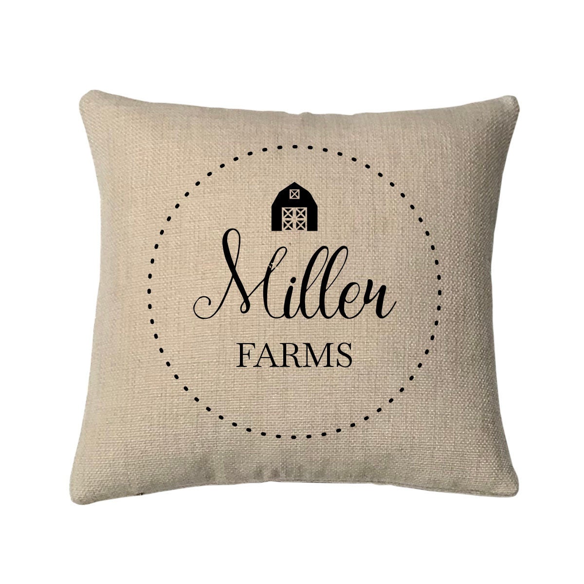 Personalized Farm House Mini Throw Pillow Measures 9.5 Inches X 9.5 Inches (Insert is included) Complete Very Small Throw Pillow