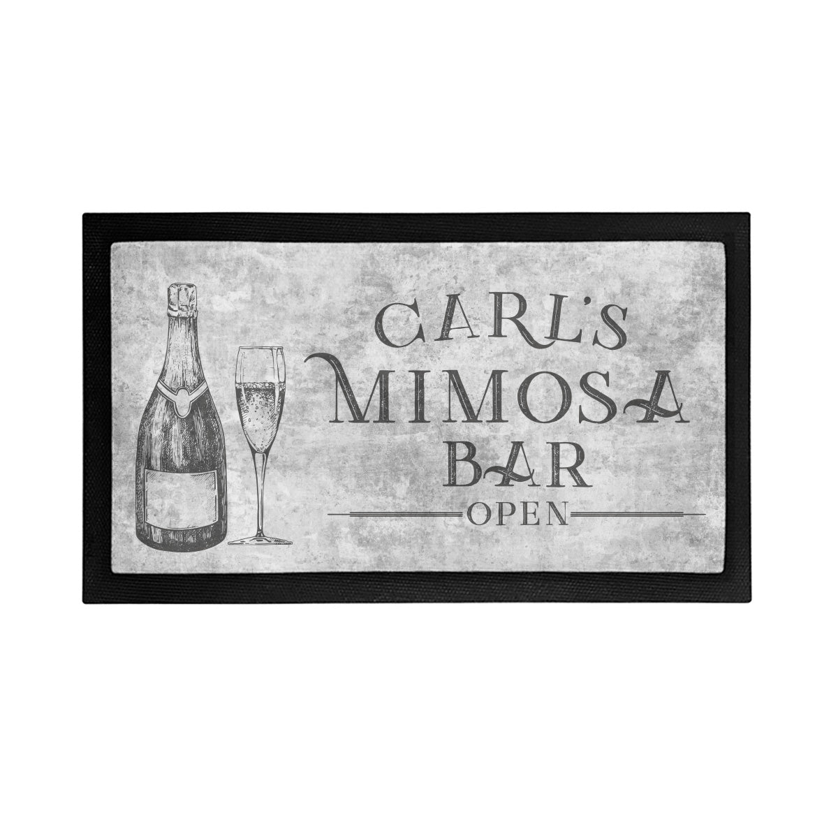 Personalized Mimosa Bar is Open Mat - Placemat Style Rubber Bar Mat