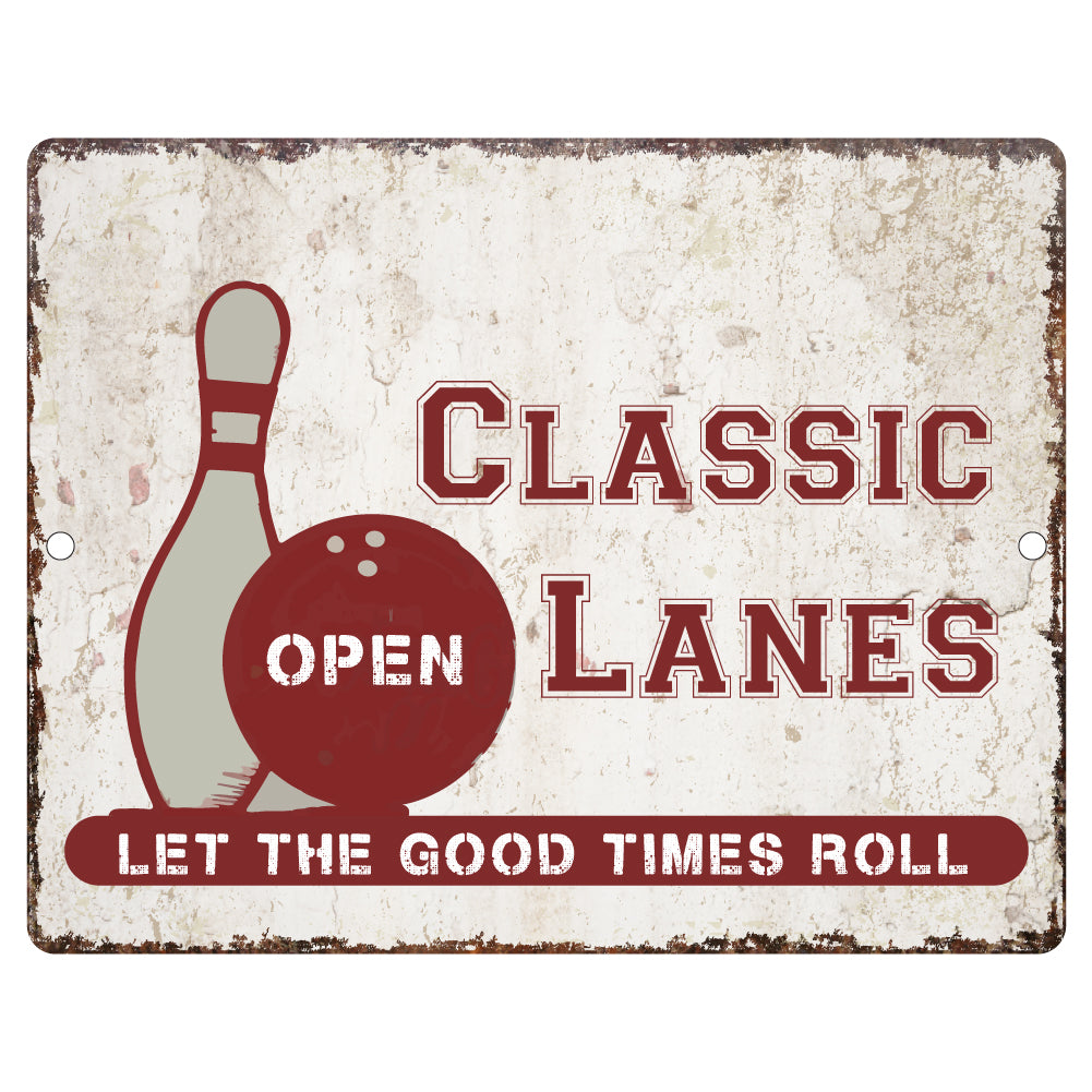 Personalized Classic Lanes Bowling Metal Room Sign