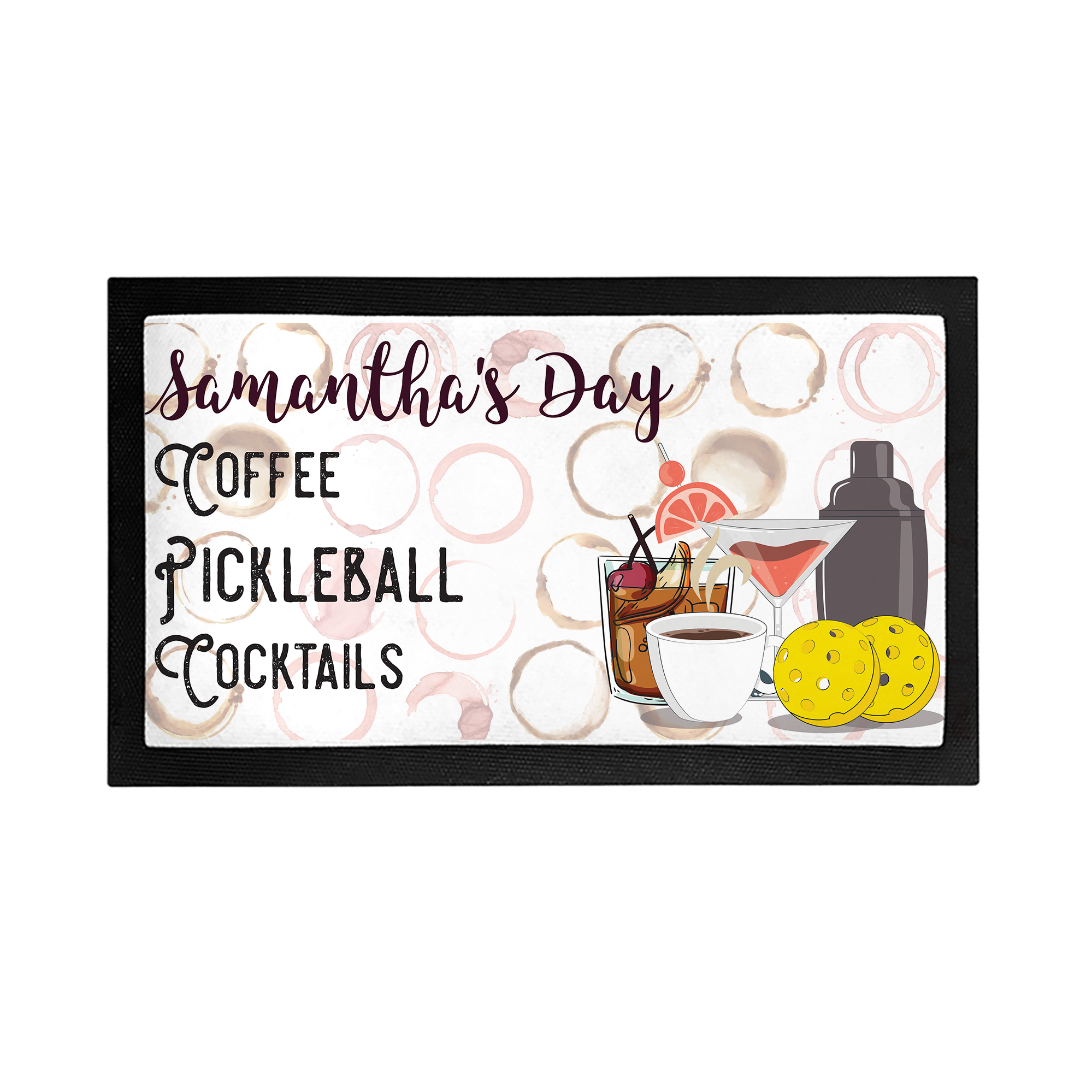 Personalized Coffee Pickleball Cocktails Bar Mat