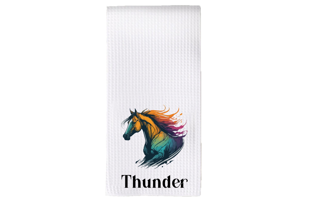 Personalized Colorful Horse Tea Towel