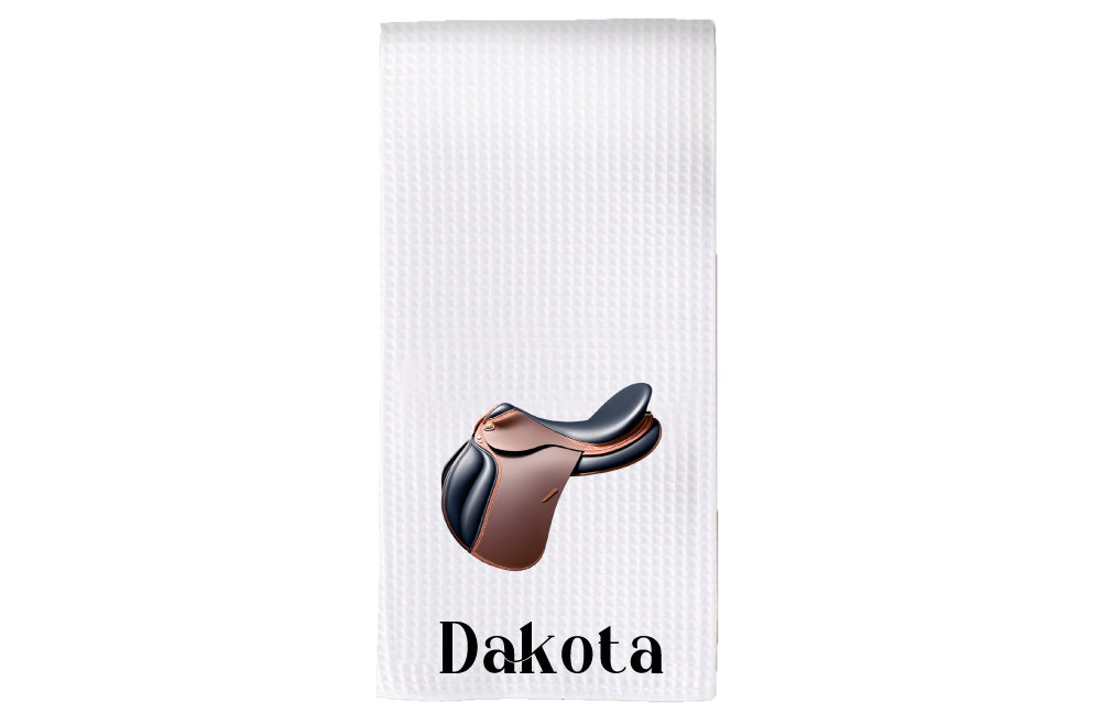 Personalized English Saddle Tea Towel