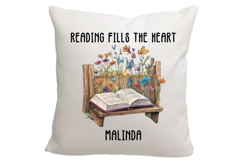 Personalized Reading Fills the Heart Throw Pillow