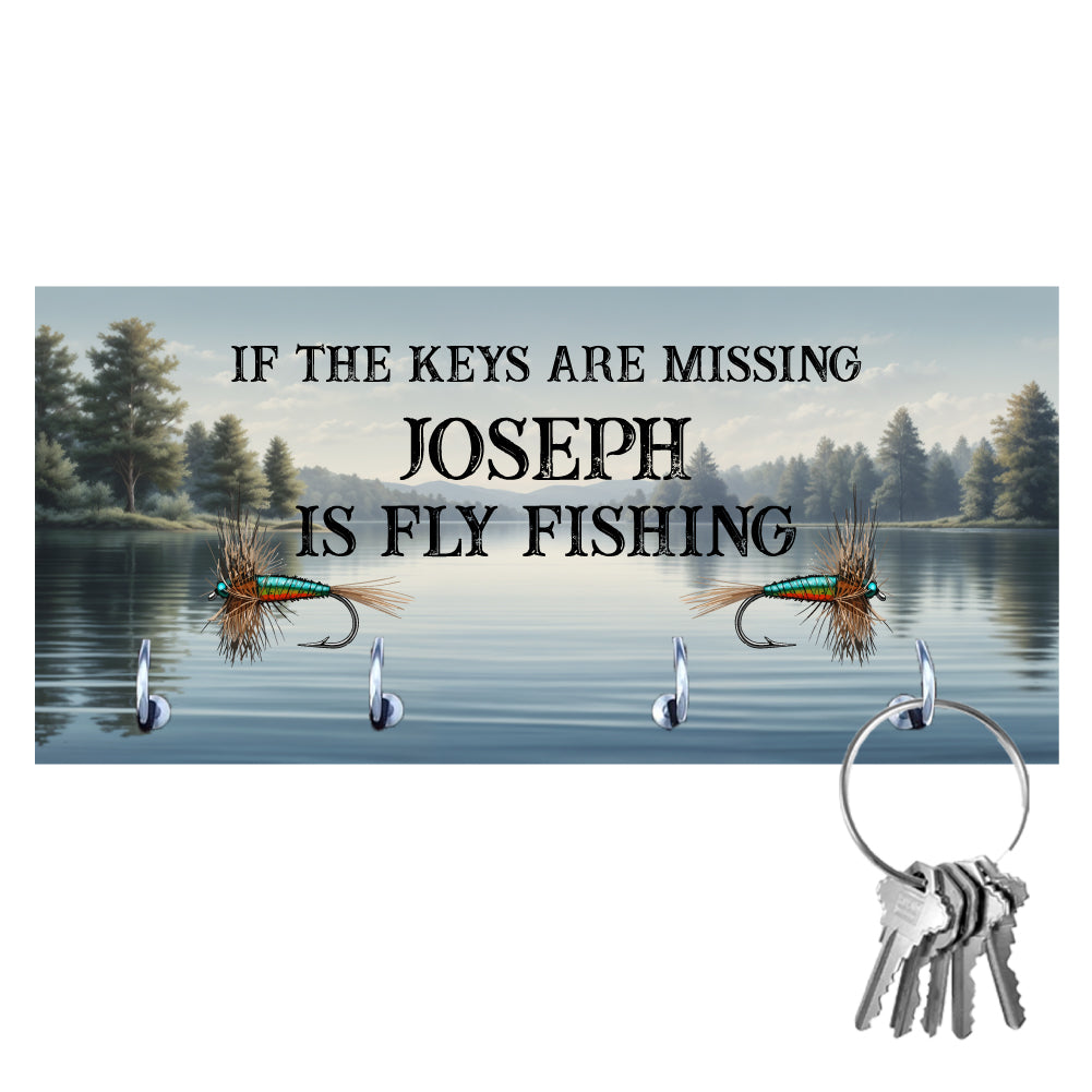 Personalized If the Keys are Missing Fly Fishing Key Hanger