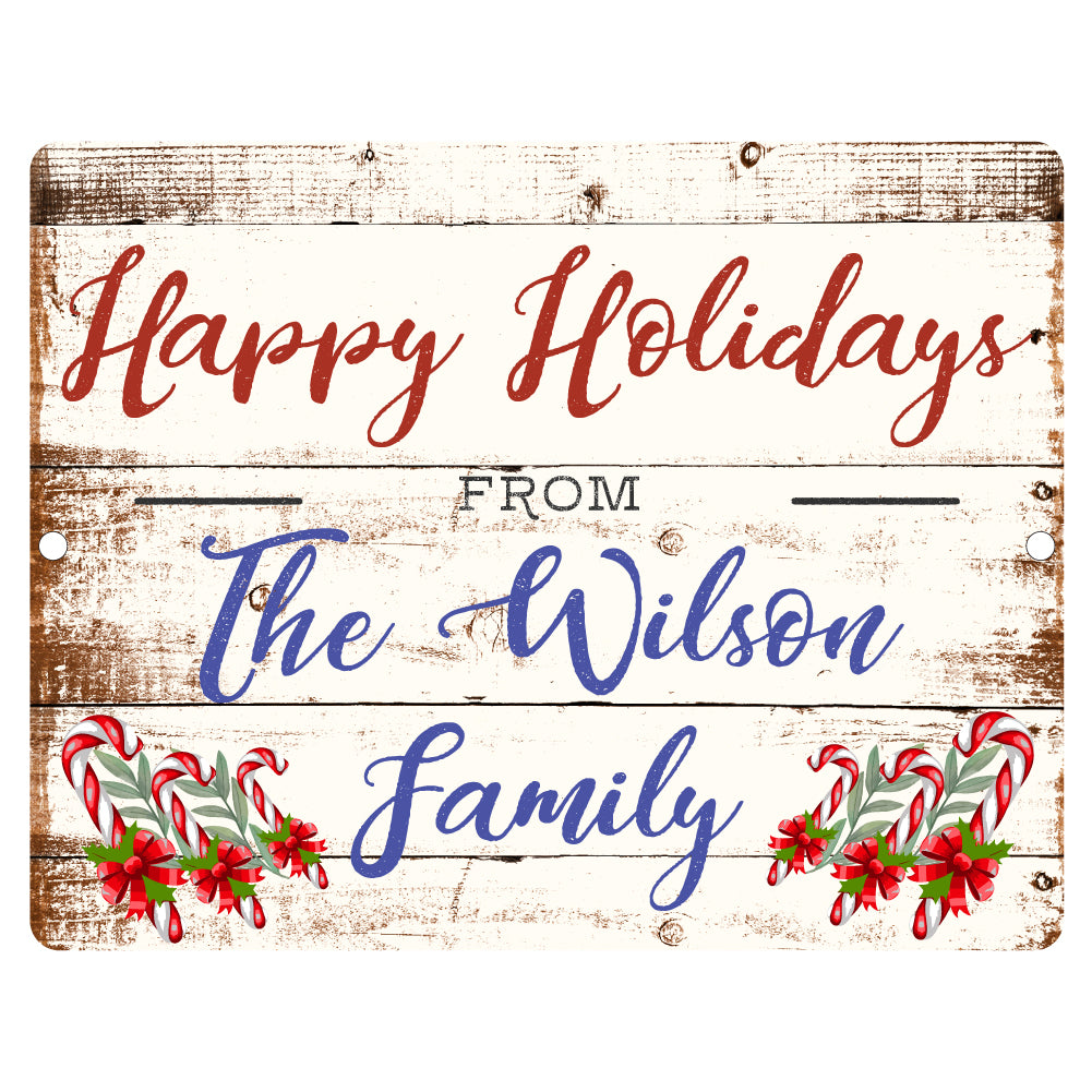 Personalized Happy Holidays Metal Sign