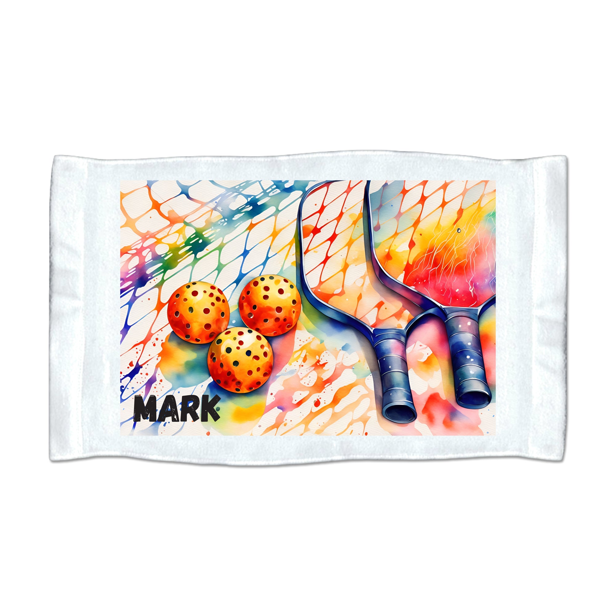 Personalized Watercolor Pickleball Hand Towel