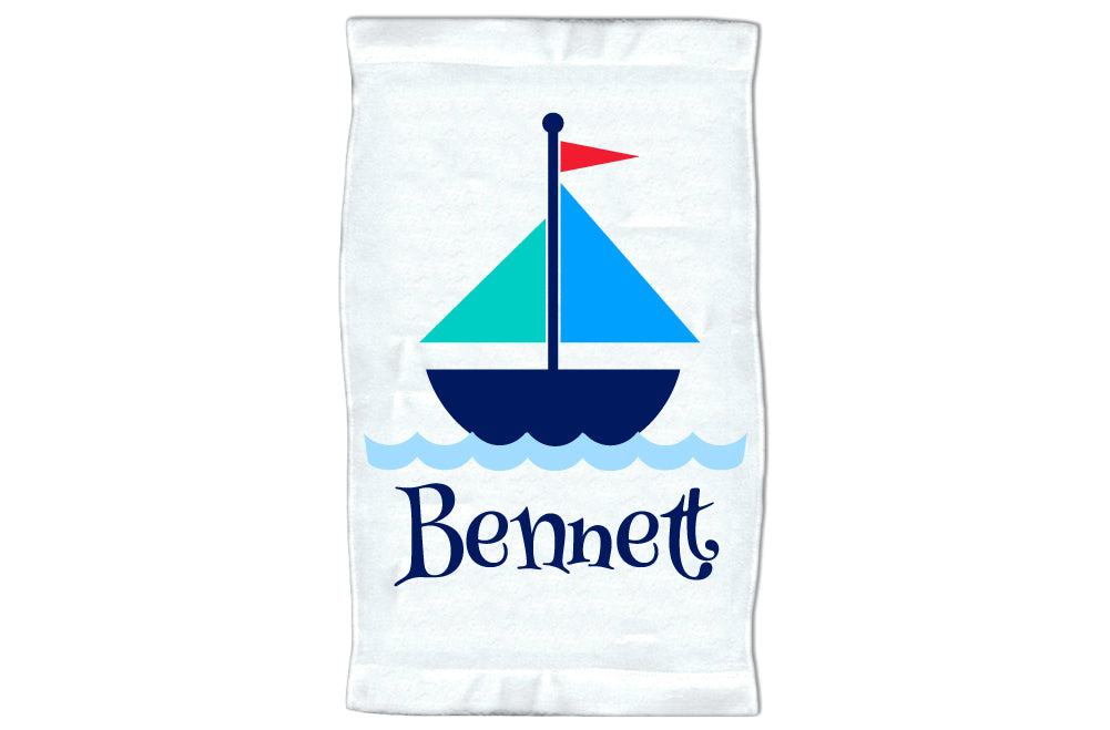 Small Personalized Sail Boat Towel