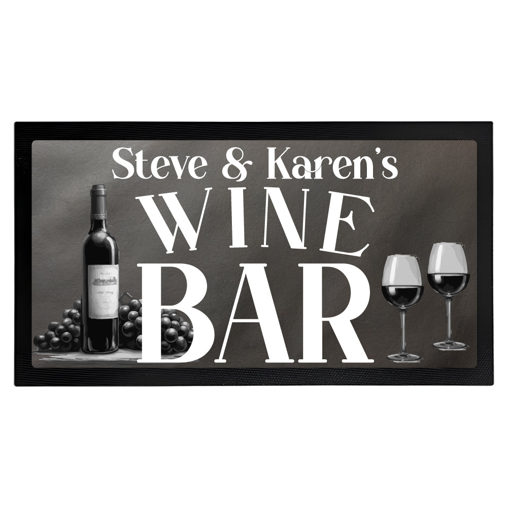 Personalized Dark Wine Bar Mat