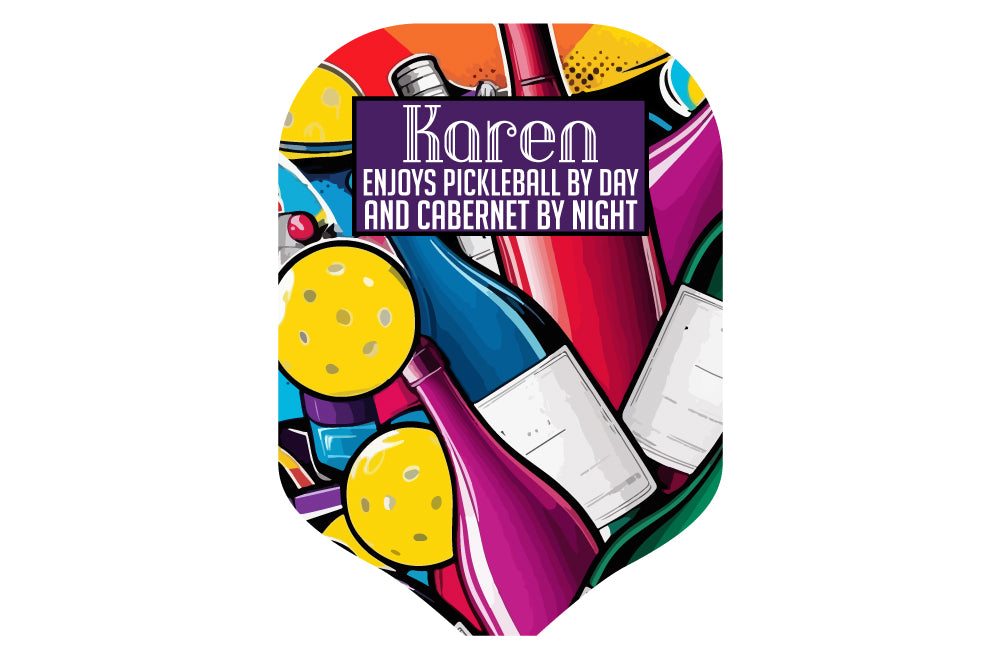 Personalized Colorful Cabernet Wine Bottles and Pickleball Paddle Cover