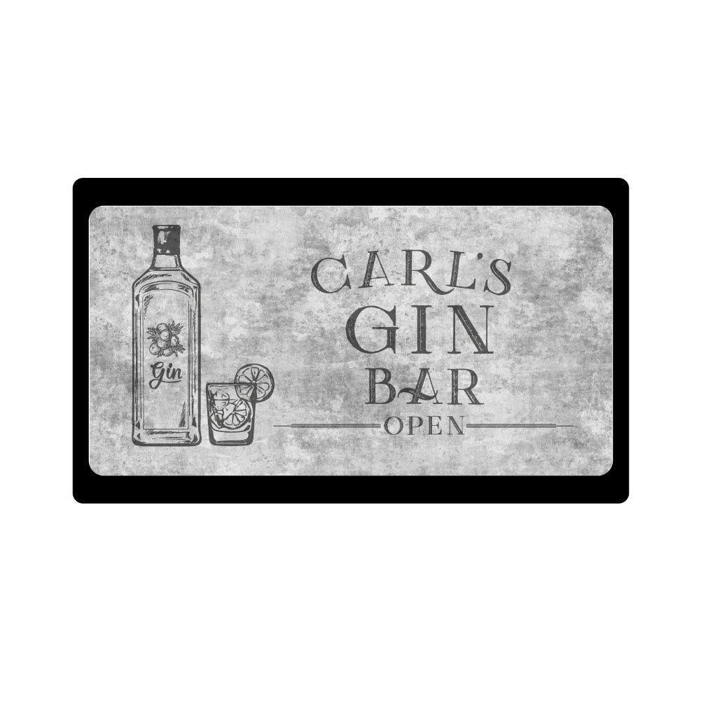 Personalized Gin Bar is Open Mat - Placemat Style Rubber Bar Mat