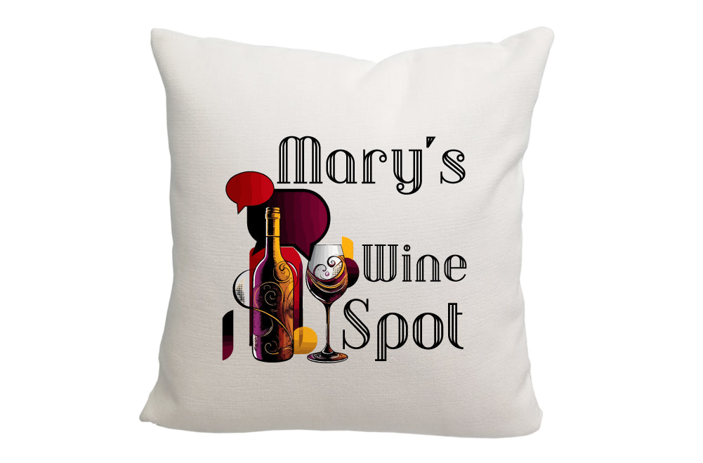 Personalized Retro Glass Wine and Bottle Spot Throw Pillow