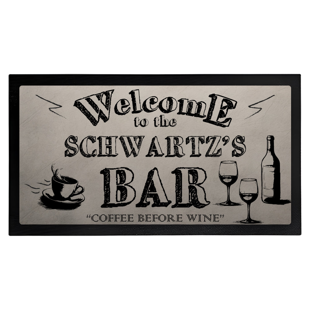 Personalized Welcome Coffee Before Wine Bar Mat