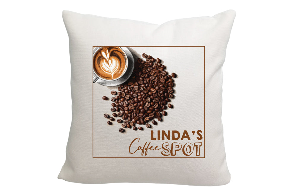 Personalized Coffee Grinds Coffee Spot Throw Pillow