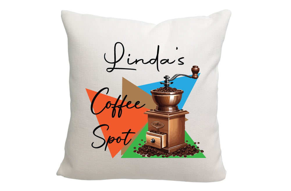 Personalized Coffee Grinder Coffee Spot Throw Pillow