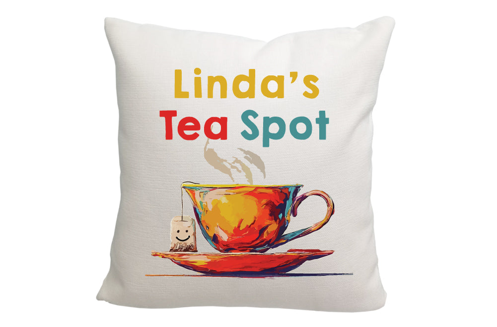 Personalized Colorful Tea Spot Throw Pillow