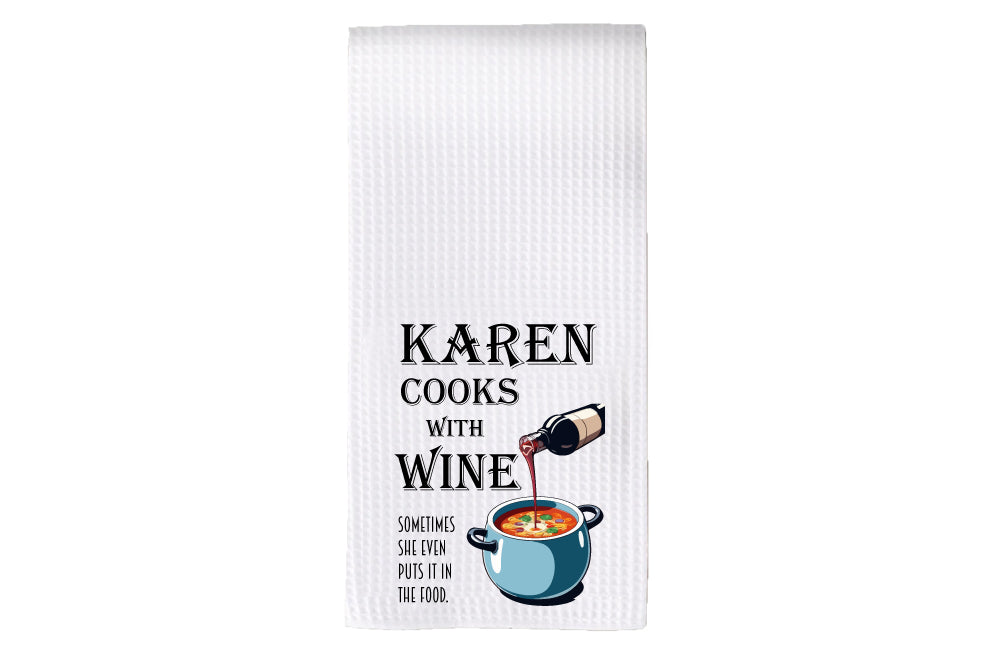 Personalized Cooks with Wine Tea Towel