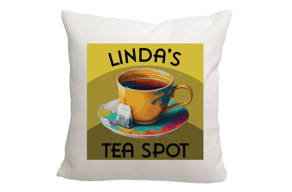 Personalized Cup and Saucer Tea Spot Throw Pillow