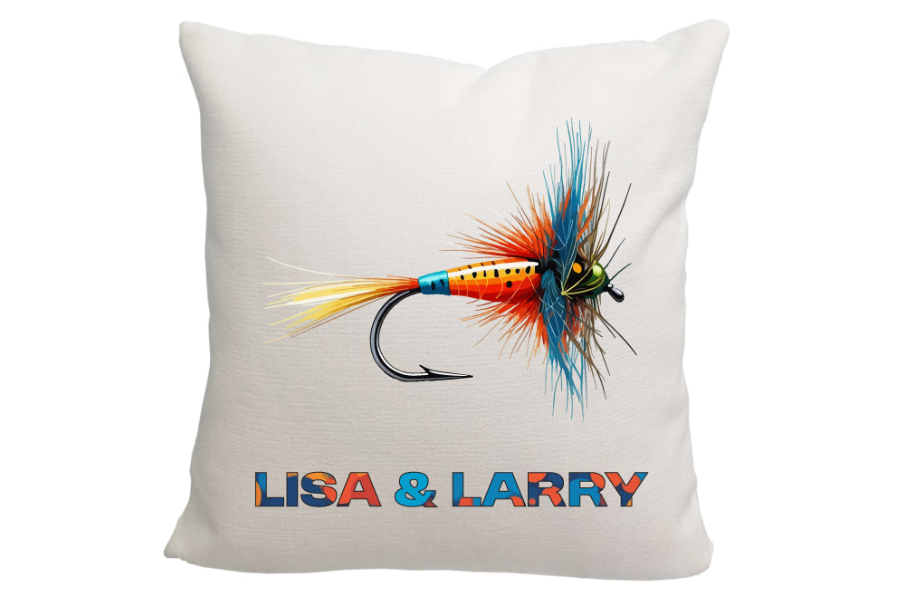 Personalized Colorful Text Fly Fishing Throw Pillow