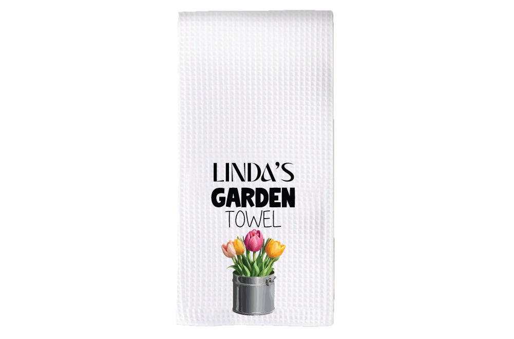 Personalized Tulips Garden Tea Towel