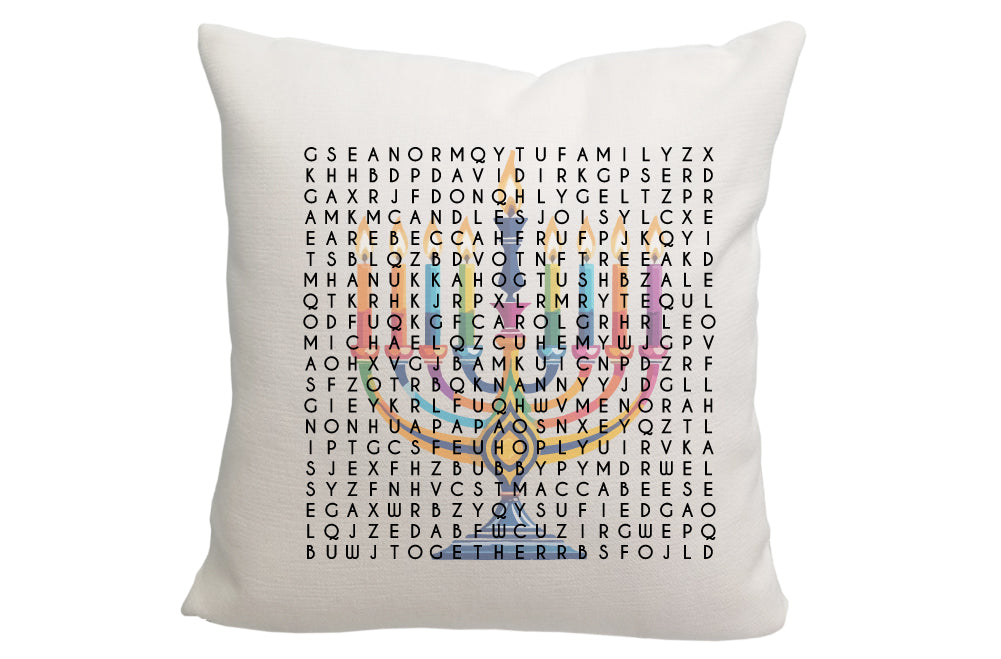 Personalized Hanukkah Word Search Throw Pillow