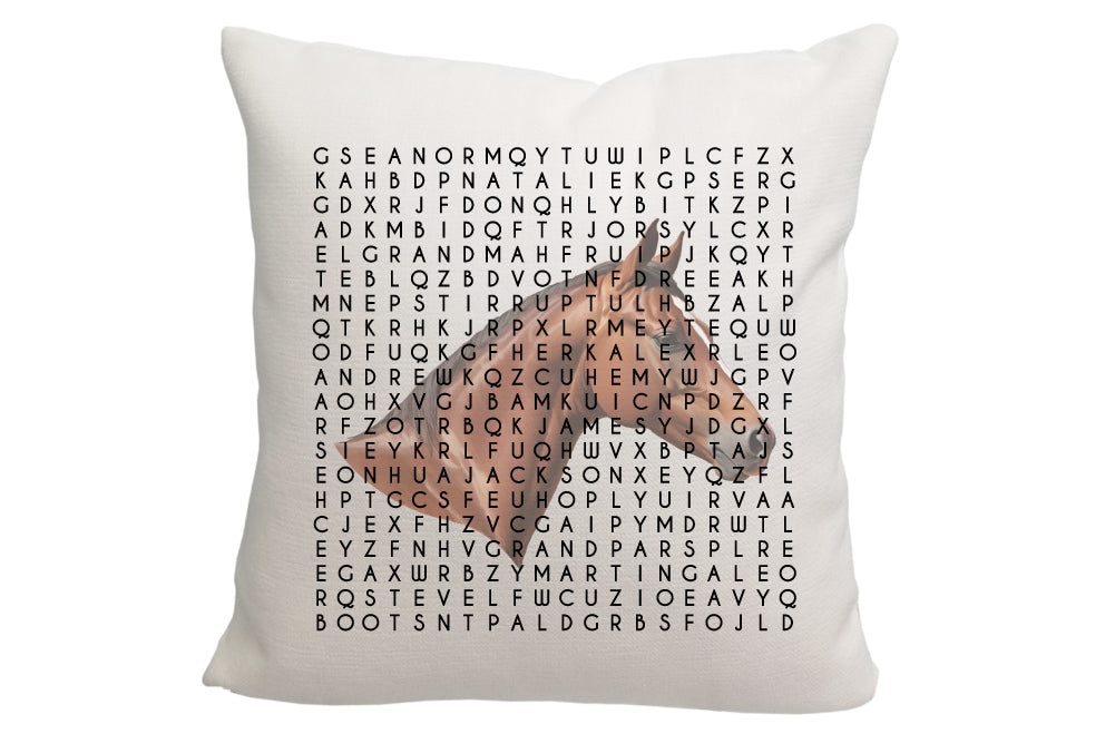 Personalized Horse Word Find Throw Pillow