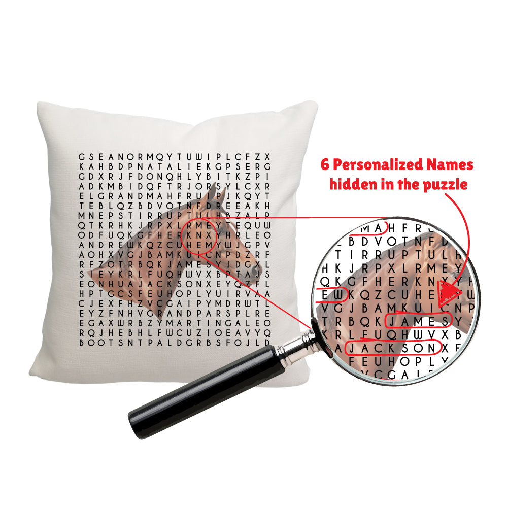 Personalized Horse Word Find Throw Pillow