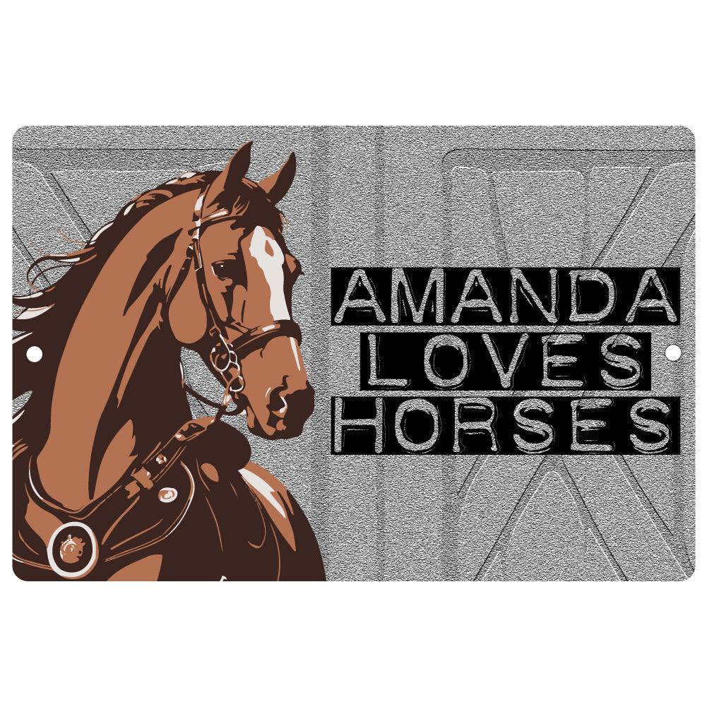 Personalized LOVES HORSES Metal Sign