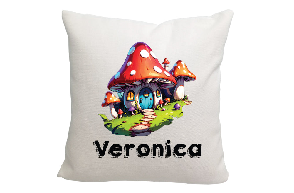 Personalized Mushroom House Throw Pillow