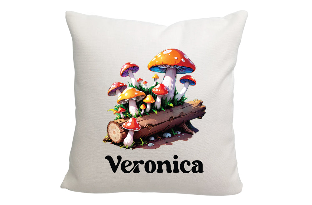 Personalized Mushroom Log Throw Pillow