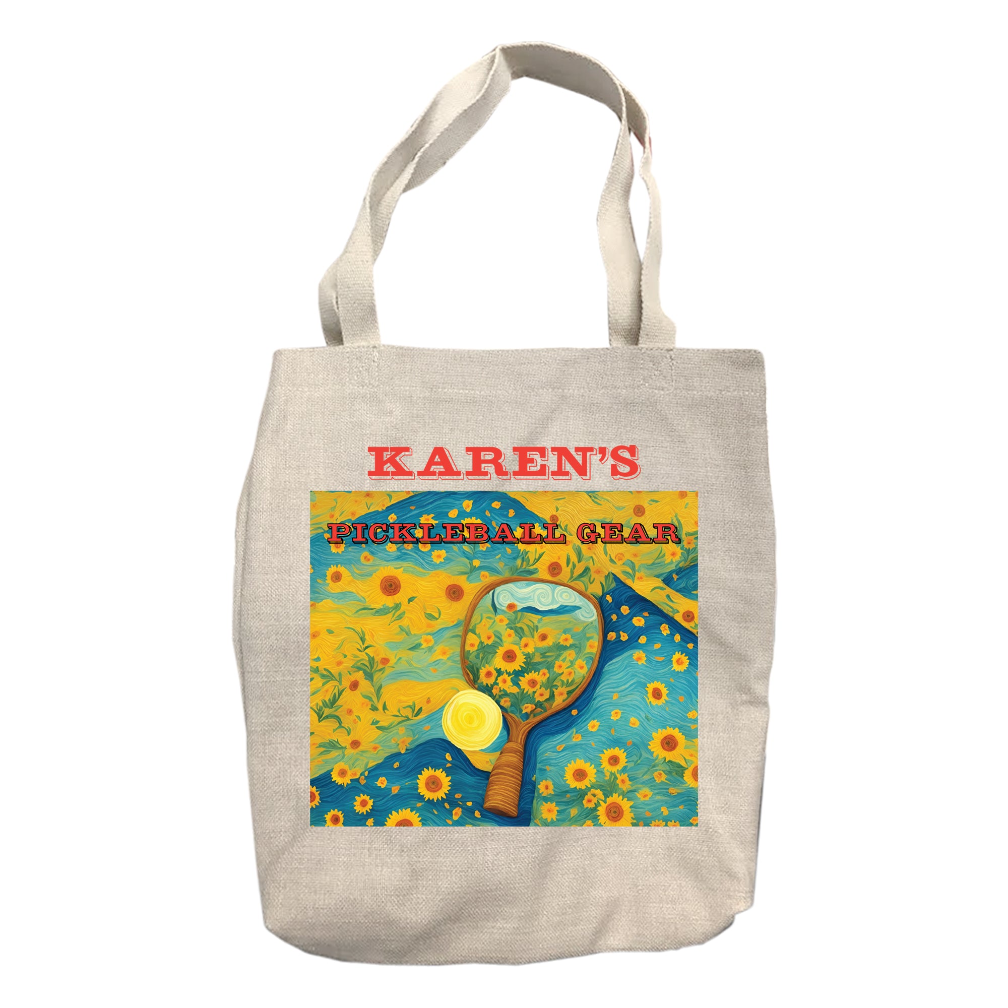 Personalized Sunflower Pickleball Tote Bag