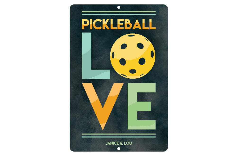 Personalized Pickleball Love Sign - Made of Metal