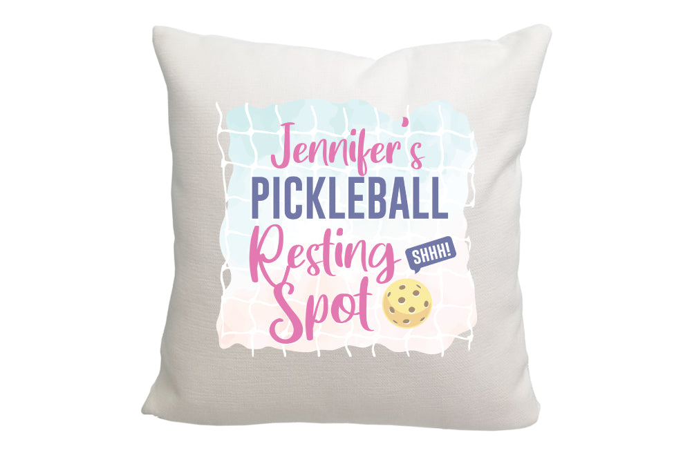 Personalized Pickleball Resting Spot Throw Pillow